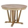 TOPMAX Rustic 5-Piece Extendable Dining Table Set Round Trestle Table and 4 Cross Back Dining Chairs for Kitchen, Dining Room, Natural