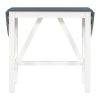 TOPMAX 3-Piece Wood Counter Height Drop Leaf Dining Table Set with 2 Upholstered Dining Chairs for Small Place, White+Gray